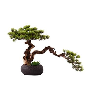 Imagem de Árvore artificial, árvore artificial, planta de árvore falsa, bonsai, bonzai artificial, vaso de flores de cerâmica para casa, sala de estar, escritório, bancada, árvore falsa