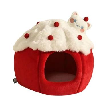 Imagem de Bothyi Casinha para animais de estimação, casinha pequena para cachorro, acessórios para animais de estimação, compacta, com almofada grossa, semi-fechada,