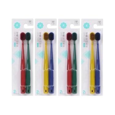 Imagem de Escova De Dentes Adulto 8 Peças Cabeça Larga Cerdas Extra Macias 4 Cor