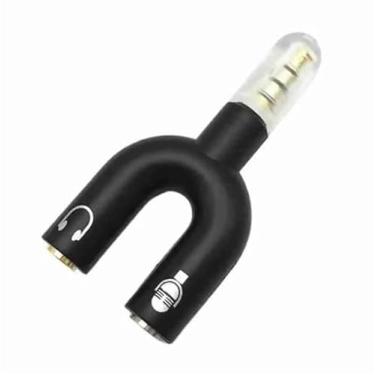 Imagem de Adaptador Y P2 para P3 Splitter Áudio e Microfone 3.5mm, Divisor de Som para Fone de Ouvido e Headset, Compatível com PC Smartphone Controle de Vídeo Game, Preto