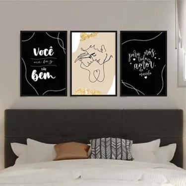 Imagem de Kit 3 Quadros Casal 45x34cm - Vidro - Moldura Preta