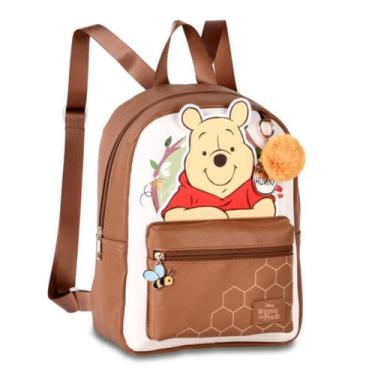 Imagem de Bolsa Mochila de Costas Pooh Compacta Encantadora Resistente Cor:Bege 