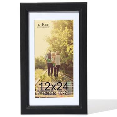 Imagem de KTKDE Moldura de 30 x 61 cm, moldura para pôster, imagens 25 x 50 com tapete ou 30 x 61 sem, vidro temperado, 61 x 30 cm, moldura de madeira preta para galeria de parede, melhor presente