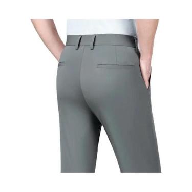 Imagem de Calças De Terno Masculinas Em Seda Gelada Verde Exército E Azul, Elást