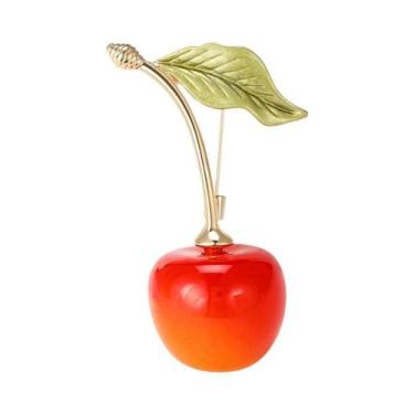 Imagem de Broches De Cereja Com Strass Unissex Para Mulheres, Pins De Frutas Em 