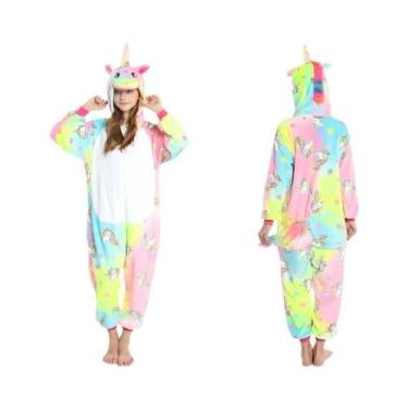 Imagem de Pijamas De Inverno Para Meninas, Macacão De Pelúcia Com Capuz De Unicó
