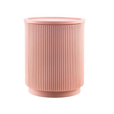 Imagem de Mesa de canto redonda moderna - mesa de cabeceira de armazenamento de 2 camadas com porta única, design minimalista para sala de estar, quarto ou varanda, mesa lateral funcional para decoração de casa