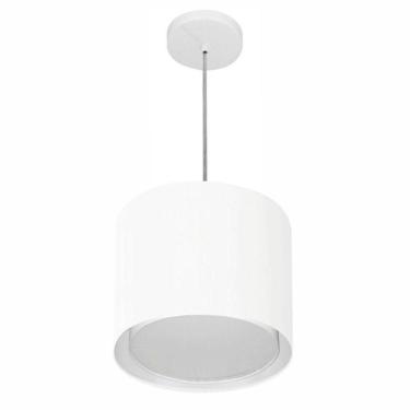 Imagem de Lustre Pendente Cilíndrico Duplo Vivare Md-4284 Cúpula Em Tecido 30x30cm - Bivolt Branco 127/220v