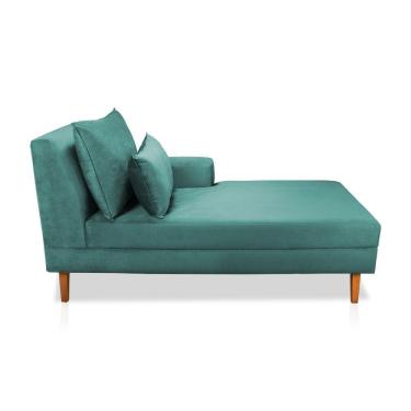 Imagem de Divã Chaise Jade 1,60 Cm Pés Chanfrado Suede Azul Tiffany