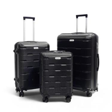 Imagem de Conjunto De 3 Malas Rígidas Em ABS Pretas Com Cadeado TSA Moods Up Big