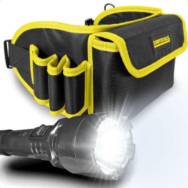 Imagem de Cinto Porta Ferramenta Multiuso 7 Bolsos Com Lanterna Tática Profissio