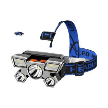 Imagem de Lanterna De Cabeça LED Recarregável USB Com Cinco Focos, Portátil, Par
