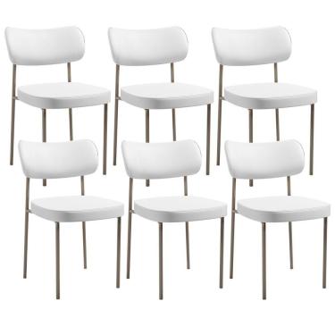 Imagem de Kit 06 Cadeiras Decorativas Para Sala De Jantar Melina Base Arena L02 Facto Branco - Lyam Decor