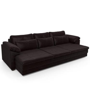 Imagem de Sofá Retrátil Para Sala De Estar 4 Lugares 297cm Riza S03 Couro Vinho - Lyam Decor