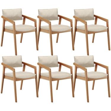 Imagem de Kit 06 Cadeiras Para Sala De Jantar Estar Living Giorgia L02 Linho Palha - Lyam Decor