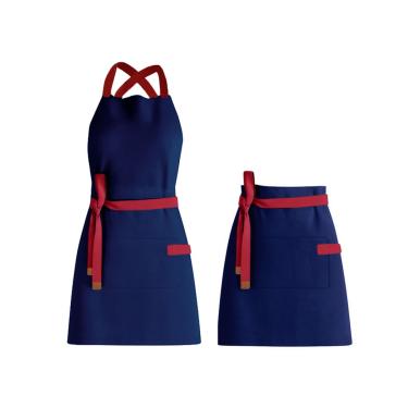 Imagem de Avental Azul Vermelho e Cintura Barista Chef Cozinha Unissex