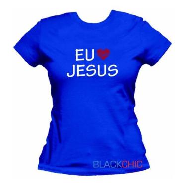 Imagem de Camiseta Fé Eu Amo Jesus Evangélica Gospel Feminina Baby Look - Blackc