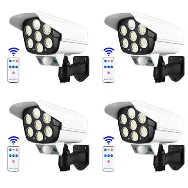 Imagem de Luminaria Solar Camera Falsa Sensor Movimento Controle Kit 4