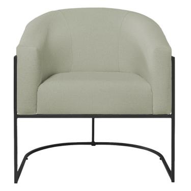 Imagem de Poltrona Decorativa Jade Moderno Escritório Confortável Luxo Base De Ferro Preto Bouclé Cor Verde Oliva