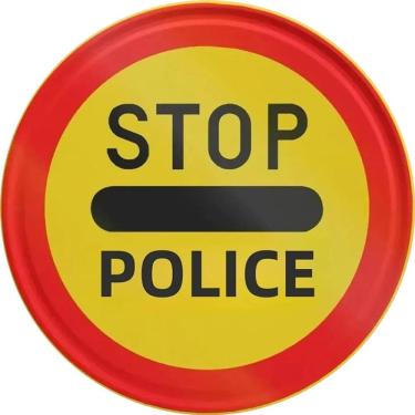 Imagem de Decoração de parede Pintura em ferro Stop Police Traffic Sign 20x30cm