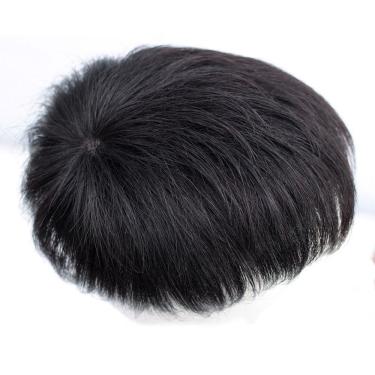 Imagem de Peruca masculina de proteção de cabelo de fibra natural preta resistente ao calor