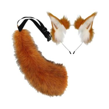 Imagem de Conjunto De Tiara Com Orelhas De Animais De Pelúcia E Cauda Para Festa