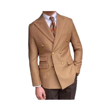 Imagem de Blazer Masculino Slim Fit De Cor Sólida Com Lapela E Manga Longa, Esti