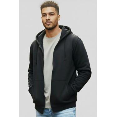 Imagem de Blusa de Frio Masculina Casaco Moletom Inverno - Comércio L7, Preto, G