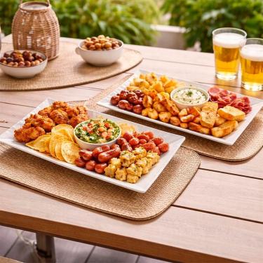 Imagem de Travessas Petisqueiras Retangular Cerâmica 29x16cm Kit 2pçs