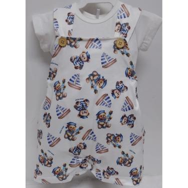Imagem de Macacão Jardineira + Body Bebê Menino Verão Luxo Lessa B9374-Masculino