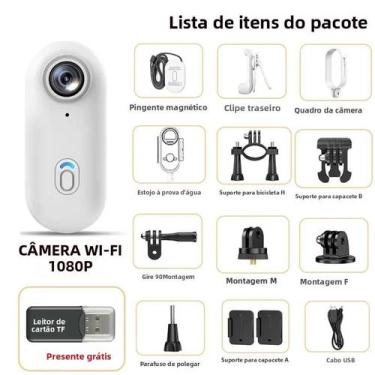Imagem de Câmera De Bolso Mini WiFi Sem Fio 4K 1080P Com Suporte Magnético Para 