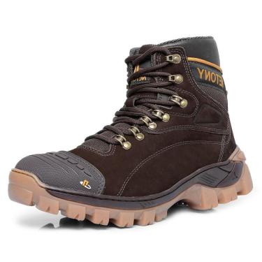 Imagem de Coturno Adventure Couro Masculino Ajuste Cadarço Solado Borracha Tratorado Biqueira Reforçada Macia-Masculino