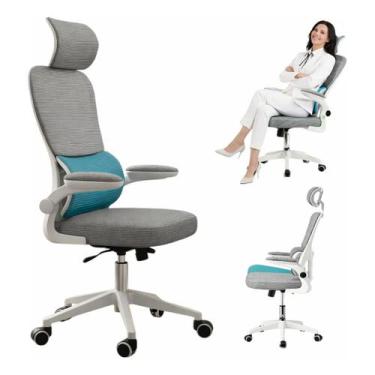Imagem de Cadeira Escritório Ergonômica Premium Preto Branco Giratória Mesh Apoi