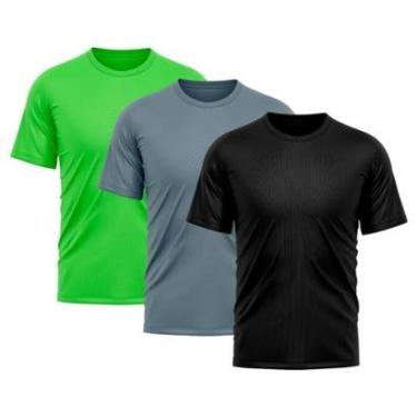 Imagem de Kit 3 Camiseta Masculina Dry Proteção Solar UV Básica Lisa Treino Academia Camisa Camisetas-Masculino