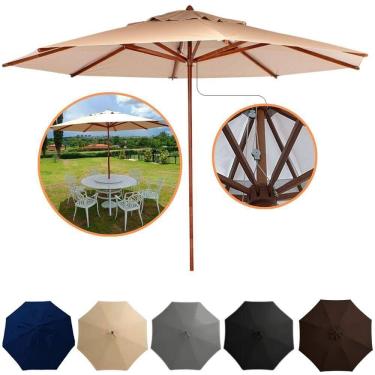 Imagem de Guarda Sol Ombrelone Madeira 3m Com Proteção Uv Para Piscina Jardim Bege Escuro