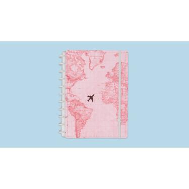 Imagem de Caderno Inteligente By Gocase Mapa Mundi Rosa Grande 80 Fls