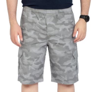 Imagem de Bermuda Sarja California Prime Cargo com Prega Camuflado Cinza Claro Ref 1858