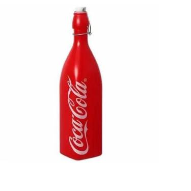 Imagem de Garrafa De Vidro Quadrada 1L Hermética Coca-Cola - Vermelho - Hauskraf