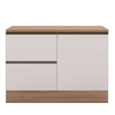 Imagem de Balcão Com Tampo 120cm 1 Porta 3 Gavetas Etna Poliman Carvalho Oak E O