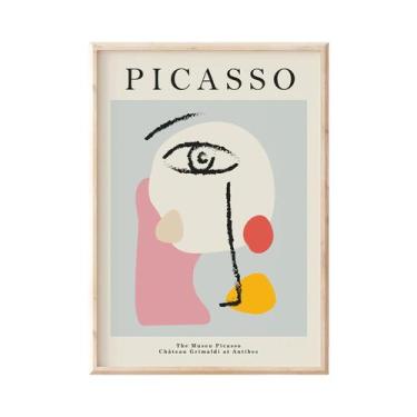 Imagem de Pôster De Pintura Em Tela Abstrata Vintage Minimalista De Rosto E Corp