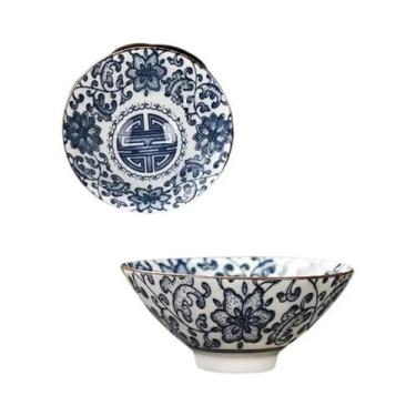 Imagem de Xícaras De Chá De Porcelana Artesanal Azul E Branca Com Dragão, Fênix 