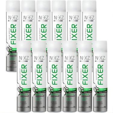 Imagem de Kit 12 Spray Fixador De Cabelo Profissional Neez Laque Extra Forte Efe