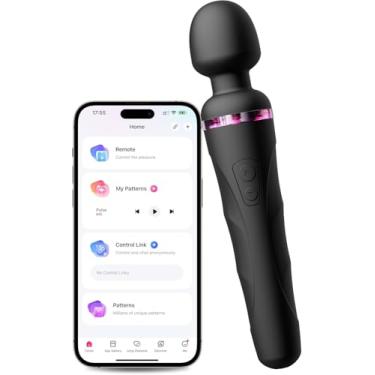 Imagem de LOVENSE Domi 2 Massageador Clássico para mulheres, varinha vibradora clássico, estimulador poderoso e silencioso com cabeça rotativa dupla, controle de aplicativo de telefone Bluetooth Preto