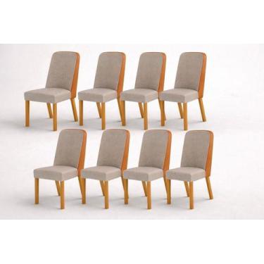 Imagem de Kit 8 cadeiras maciça de Jantar Estofada Iza- Arbo Design - Domus Móve