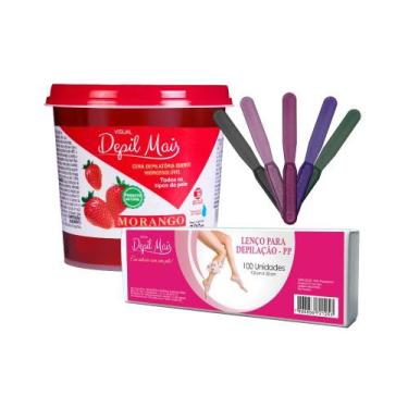 Imagem de Kit Cera Depilatória Quente Natural Visual Depil Mais 600g Hidrossolúv