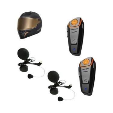 Imagem de Intercomunicador Bluetooth Para Capacete De Moto À Prova d'Água Com MP