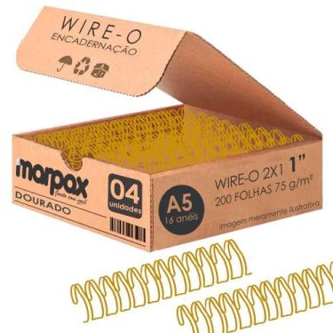 Imagem de Wire-o para Encadernação 2X1 A5 Dourado 1" para 200fls 04un - Marpax