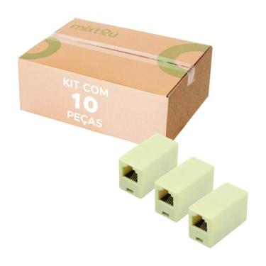 Imagem de Kit com 10 Emendas RJ11 6x4 Vias - Extensão Ideal para Cabos de Telefo