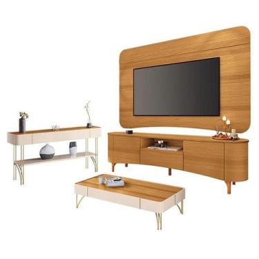 Imagem de Rack Bancada Elara e Painel Armony Cinamomo com Mesa de Centro Cadenza