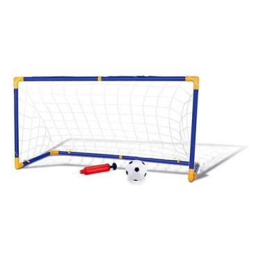 Imagem de Kit Trave e Bola Golzinho Infantil Chute Gol Rede e Bomba DM - DM Toys